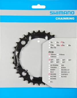 SHIMANO DEORE (FC-M590)  Kettenblatt, schwarz, 32 Z., 4-Arm 