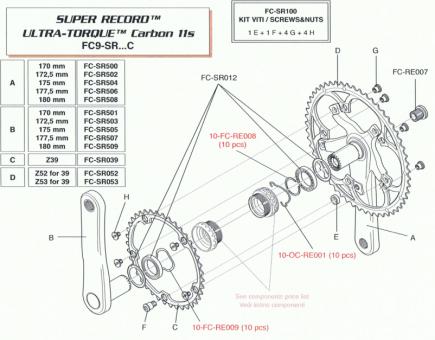 CAMPAGNOLO SUPER RECORD  Kurbelschraube für Titan-Kurbel 