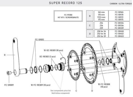 CAMPAGNOLO SUPER RECORD  Kurbelschraube für Titan-Kurbel 