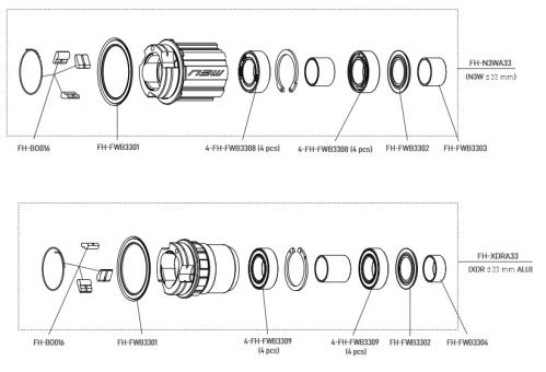 CAMPAGNOLO Feder + Sperrklinken (FH-BO016) für 33er Freilauf 